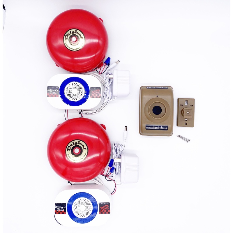 Driveway Motion Sensor Alarm Kit  Wireless Detection with Dual Receiver Chimes and Original Bells for Vehicle and Pedestrian Monitoring