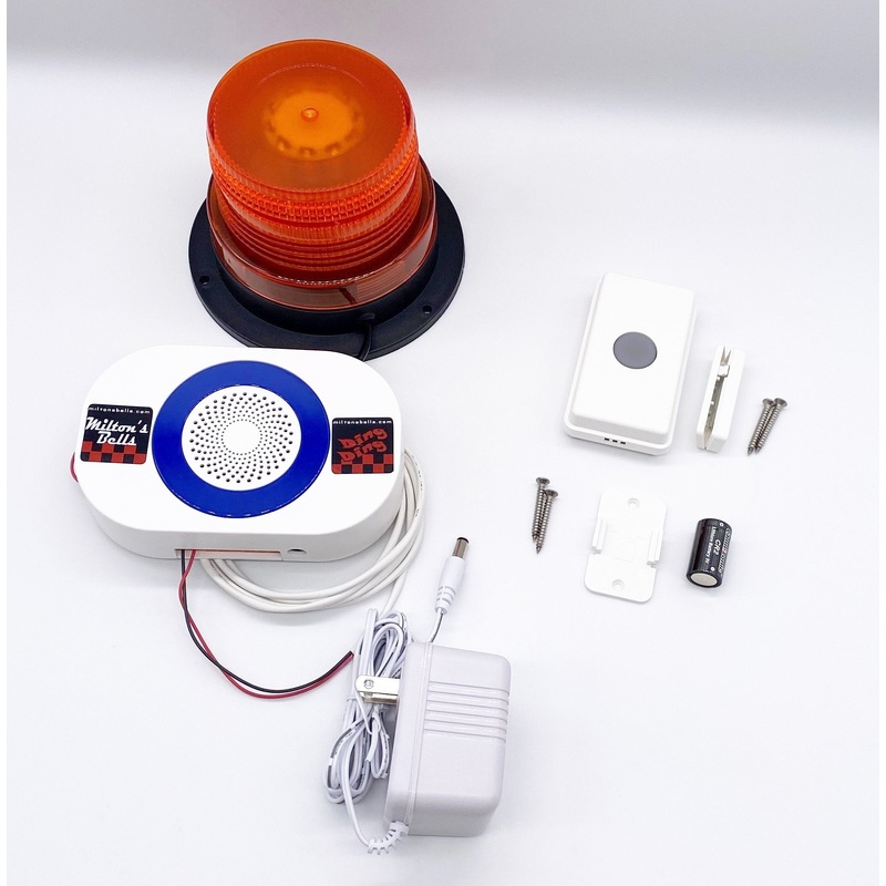 Wireless Commercial Chime Kit with Strobe Light  Long-Range Doorbell System for Will-Call Counters and Warehouse Notifications