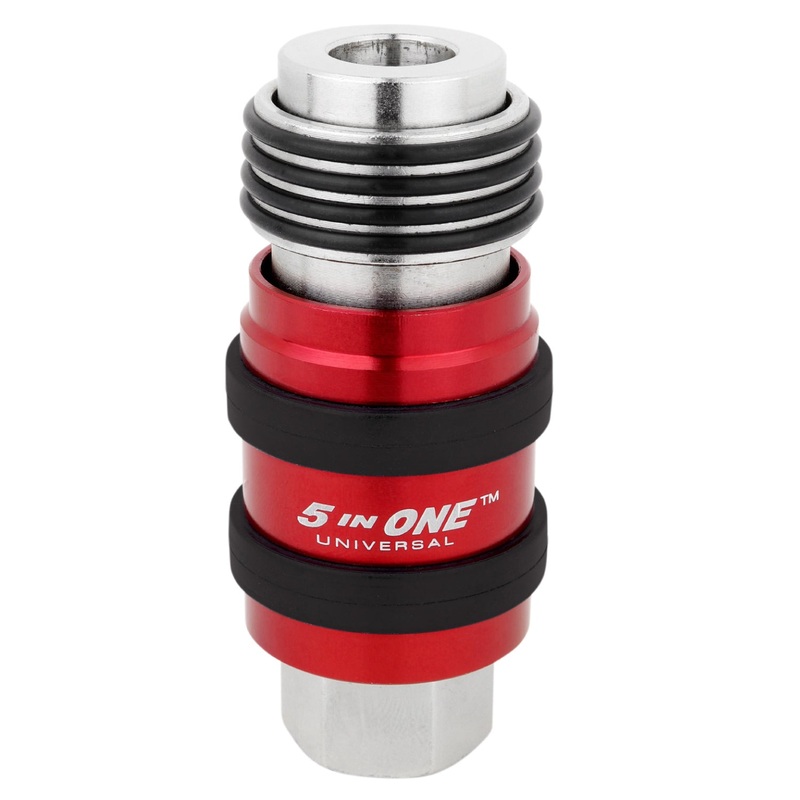 5 In ONE Universal Coupler w/Safety Exhaust Quick-Connect, 1/4 Female NPT – PATENTED