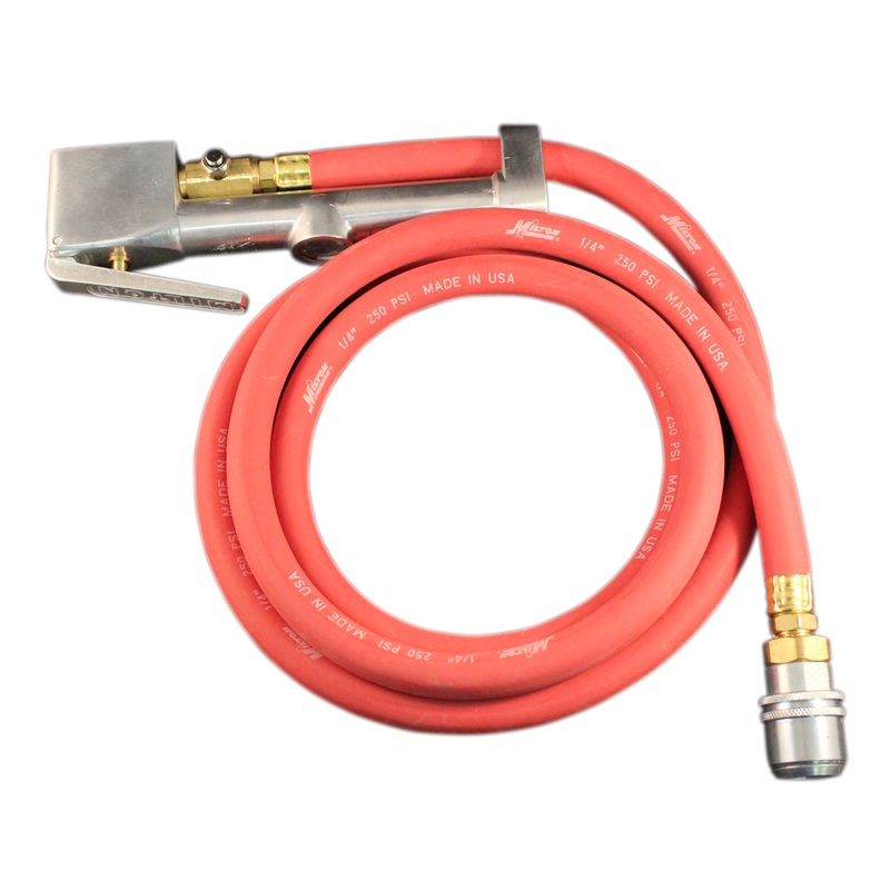 Large Bore Inflator Gauge with 6′ Hose Assembly, Full Swivel, 1/4 NPT