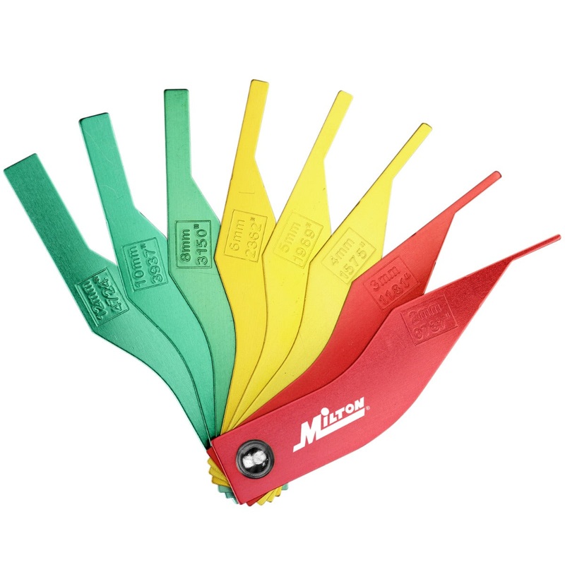 8-Piece Manual Brake Pad Gauge Metric/SAE Tool Set, Easy to Read Color Coded – 2mm to 12mm
