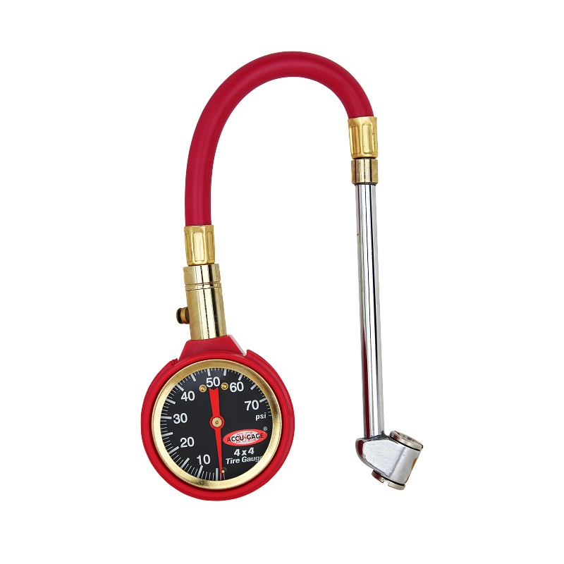 ACCU-GAGE by Milton Dial Tire Pressure Gauge with Dual Foot Air Chuck and 11 in. Rubber Hose – ANSI Certified for Motorcycle/Car/Truck Tires (0-75 PSI)