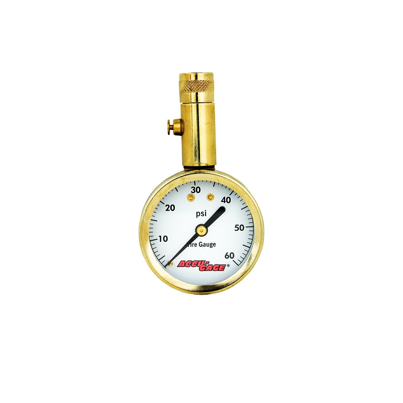 ACCU-GAGE by Milton Dial Tire Pressure Gauge with Straight Air Chuck – ANSI Certified for Motorcycle/Car/Truck Tires (0-60 PSI)