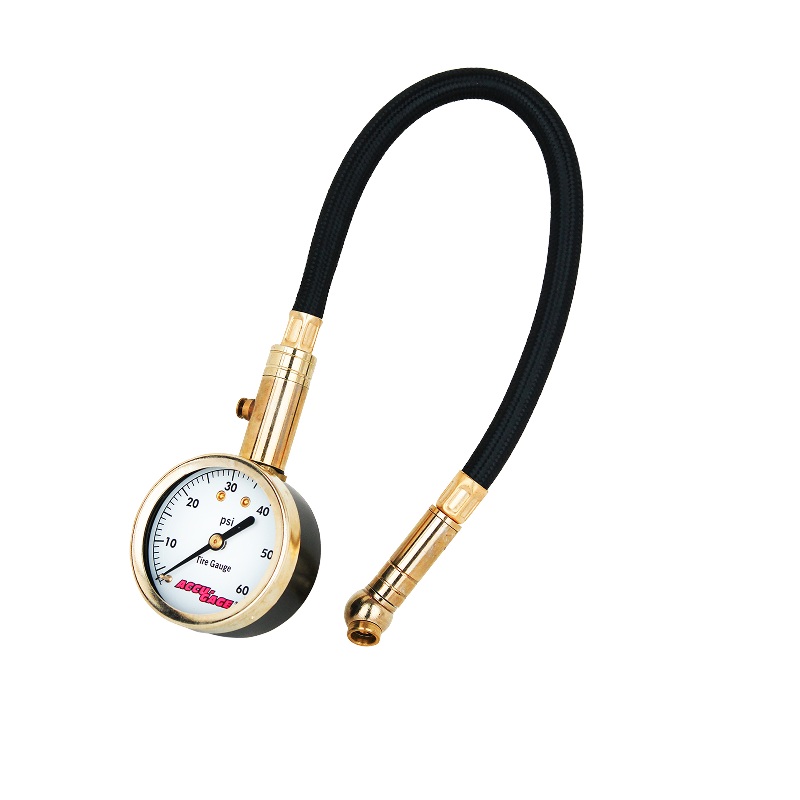 ACCU-GAGE by Milton Dial Tire Pressure Gauge with Swivel Angle Air Chuck and 11 in. Braided Hose – ANSI Certified for Motorcycle/Car/Truck Tires (0-60 PSI)