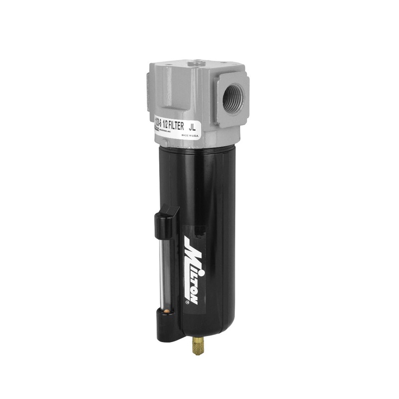 1/2 NPT Micro Filter with Metal Bowl, Site Glass and Overnight Drain, 9 oz.