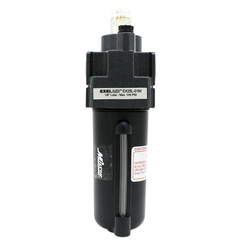 EXELAIR FRL Mini Air Lubricator, 1/8 NPT, Metal Bowl