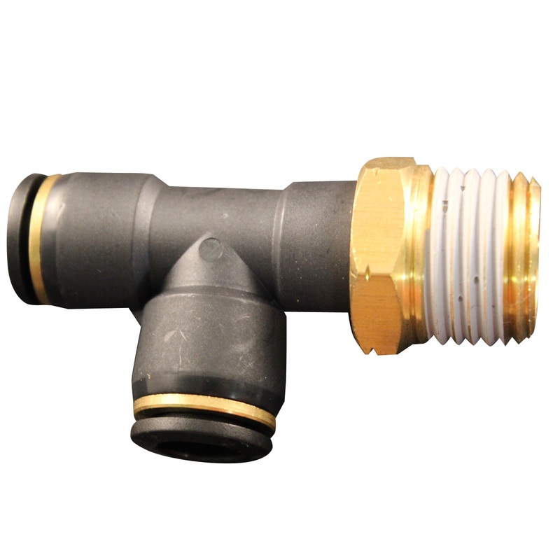 1/2 MNPT 3/8 OD Push-to-Connect Swivel Run Tee (Box of 5)