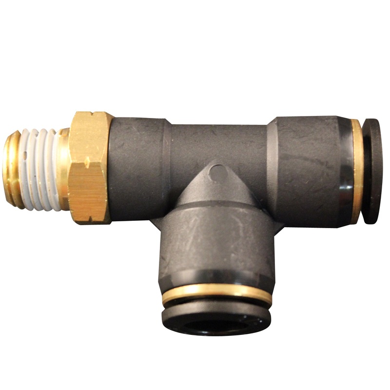 1/4 MNPT 3/8 OD Push-to-Connect Swivel Run Tee (Box of 10)