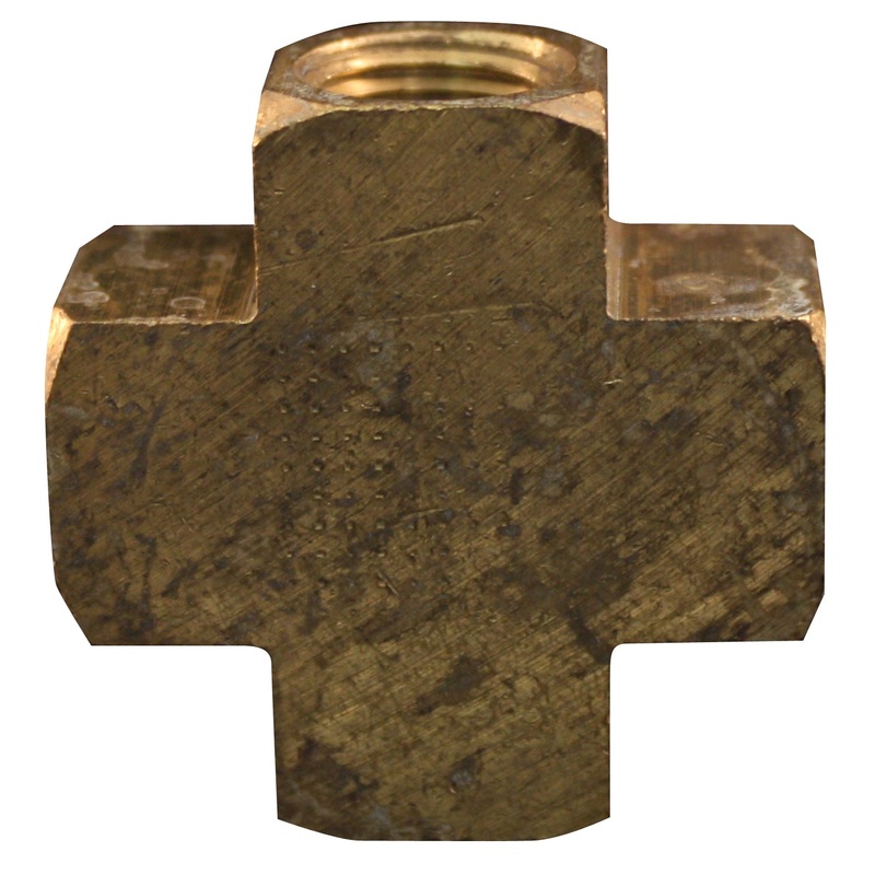 1/4 FNPT Brass Cross Hose Fitting (Single Retail Pack)