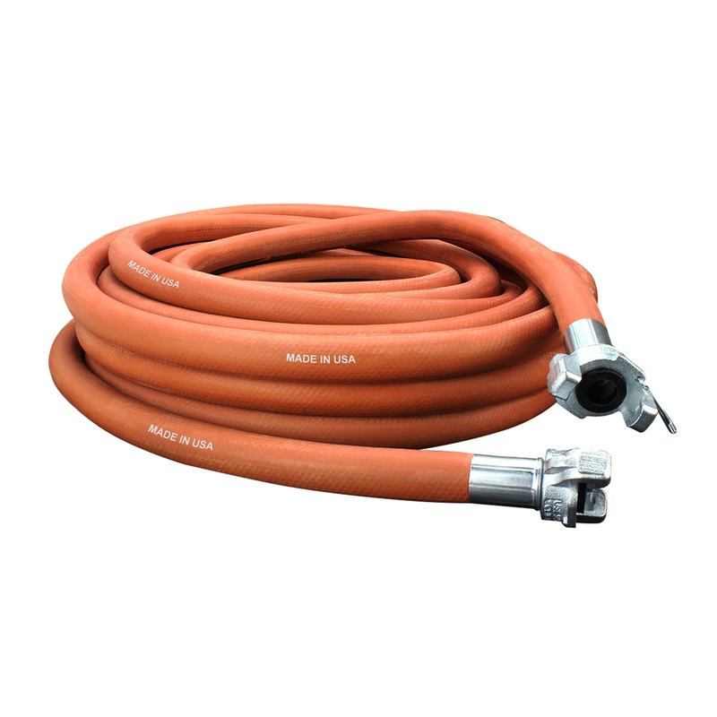 Industrial Jackhammer 50′ Red Rubber Air Hose w/ 3/4 Crimped Universal (Chicago) Coupling Connection Fitting, MADE IN USA