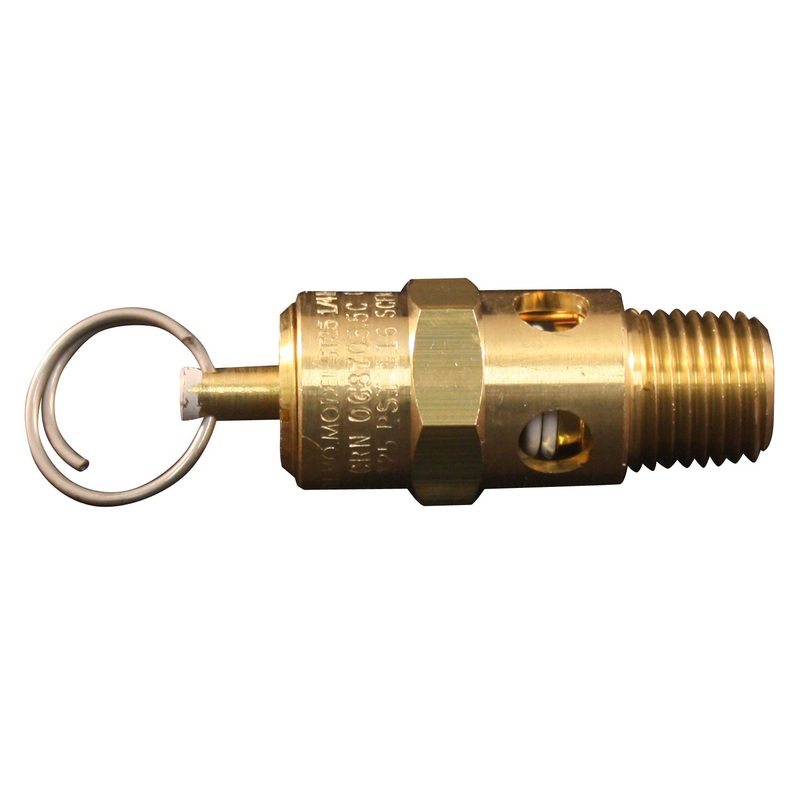 1/4 MNPT ASME Safety Valve, 125 PSI Pop off Pressure