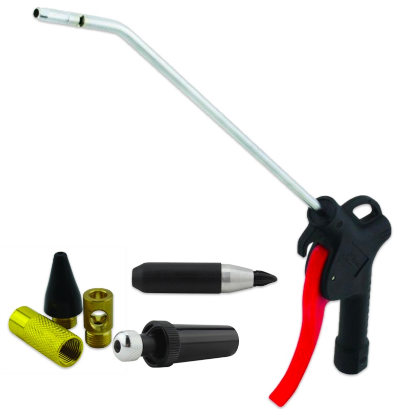 Pistol Grip Blow Gun, 10 Extended Reach + Starter Accessory Kit, 90 MAX PSI