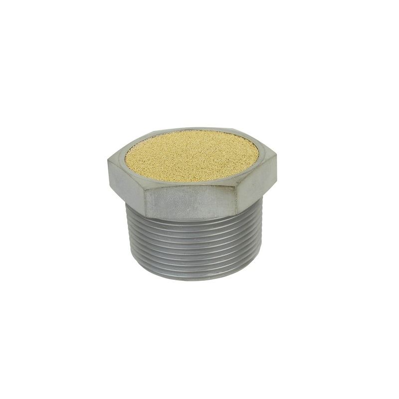 Breather Vent Pneumatic Muffler, 1- 1/2 MNPT – 40 Micron Sintered Bronze Silencer/Diffuse Air & Noise Reducer