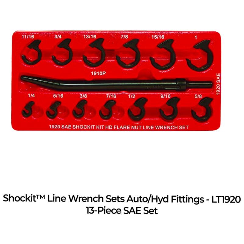 Shockit Line Wrench Socket Sets – Automotive/Hydraulic Line Fittings Removal 13-Piece Sae, 12-Piece Metric