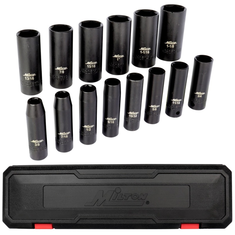 1300-SS-04 1/2 Drive Deep 3/8-1-1/8 SAE Impact Socket Set (14-Piece)
