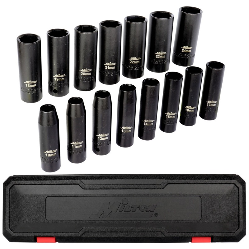 1300-SS-05 1/2 Drive Deep 10-24 Metric Impact Socket Set (15-Piece)