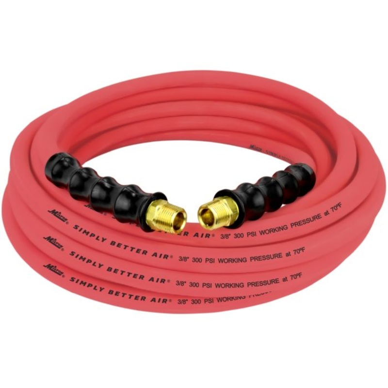3/8 Ultra Lightweight Rubber Hose, 35′ Air Hose w/ 3/8 NPT Male Inlet Thread Ends