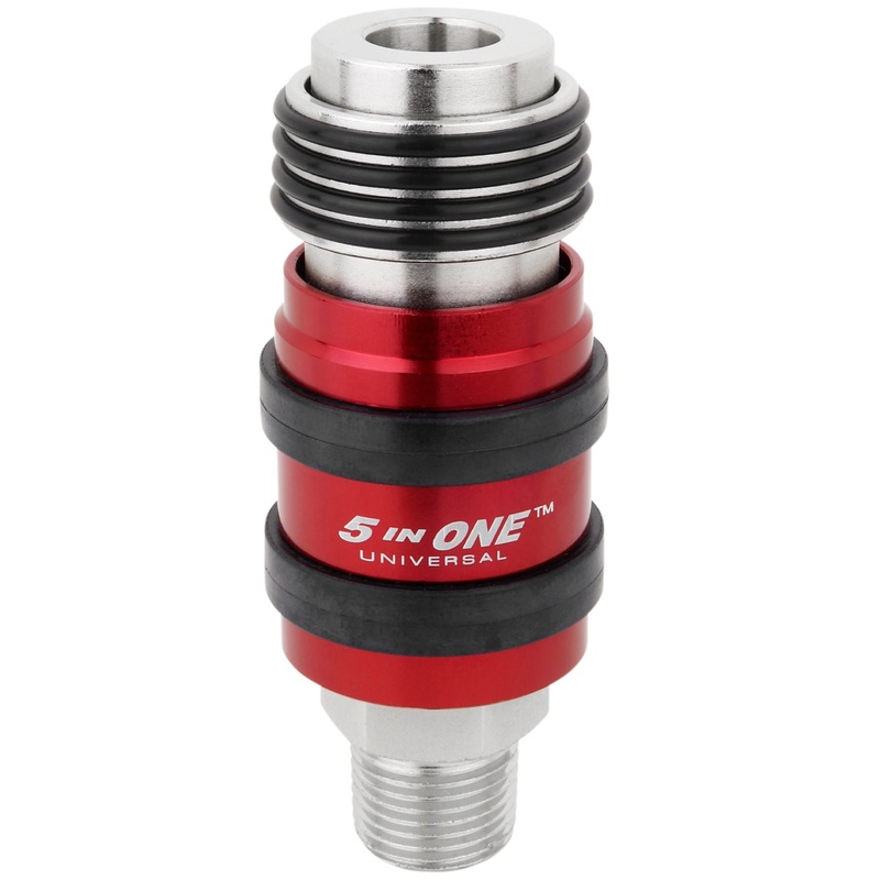 5 In ONE Universal Safety Exhaust Quick-Connect Industrial Coupler, 3/8 NPT