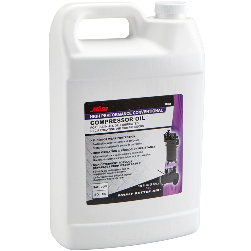 High-Performance Conventional Air Compressor Oil (SAE 30W, ISO 100), 1 Gallon