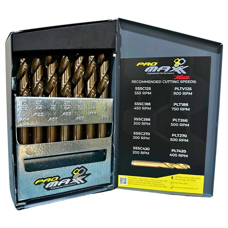 29 Piece Gold Drill Bit Master Set – 135 Degree Split Point, 1/16-1/2 x 64
