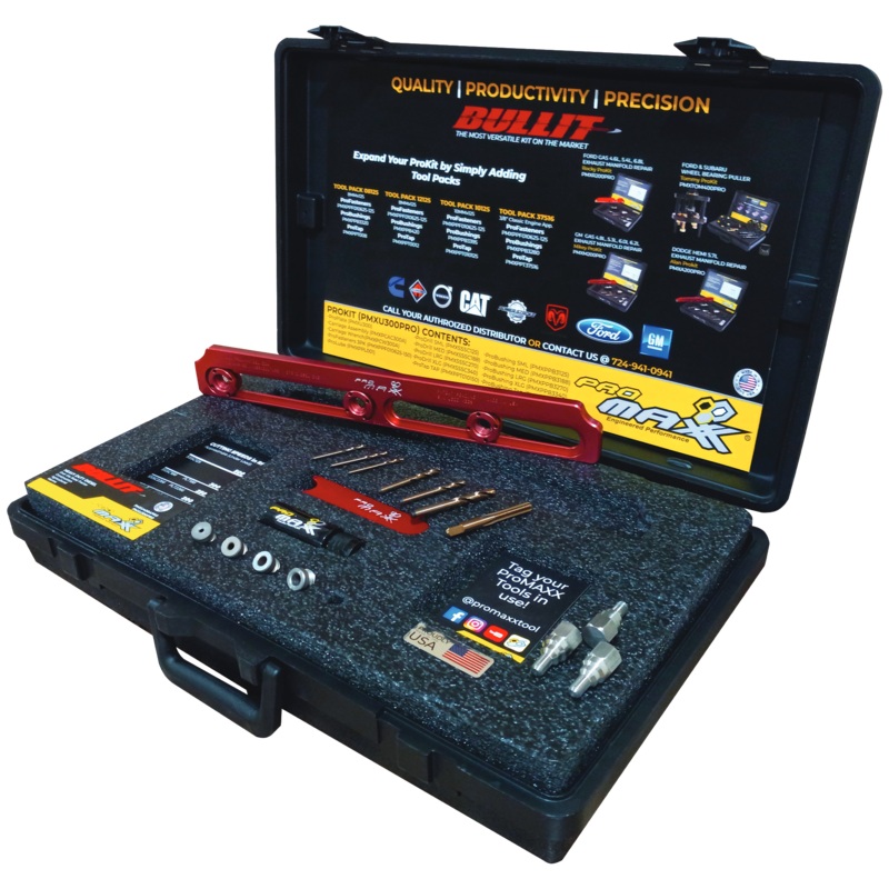 BULLIT Universal Broken Bolt Extractor Adaptable to Any In-Line Bolt Pattern for Cummins, Cat, Detroit Diesel, Freightliner and More