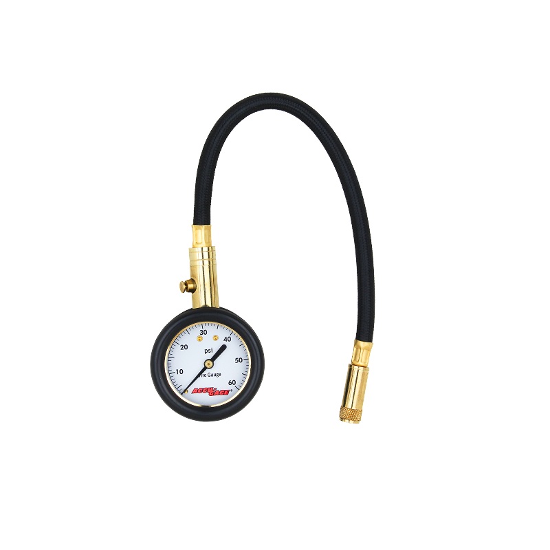 ACCU-GAGE by Milton Dial Tire Pressure Gauge w/ Straight Air Chuck and 11 Braided Hose, ANSI Certified for Car/Truck/Motorcycle Tires, 0-60 PSI