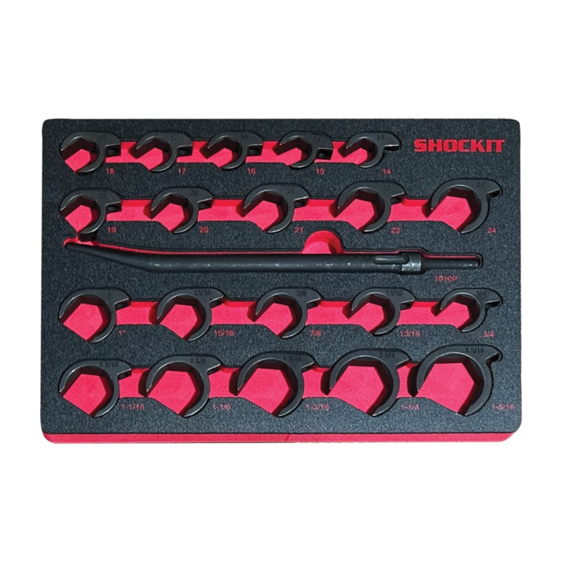 SHOCKIT Open End Line Wrench Set in HD EVA Foam Tray, Automotive/Hydraulic Line Fittings Removal SAE/Metric Set  25 Piece