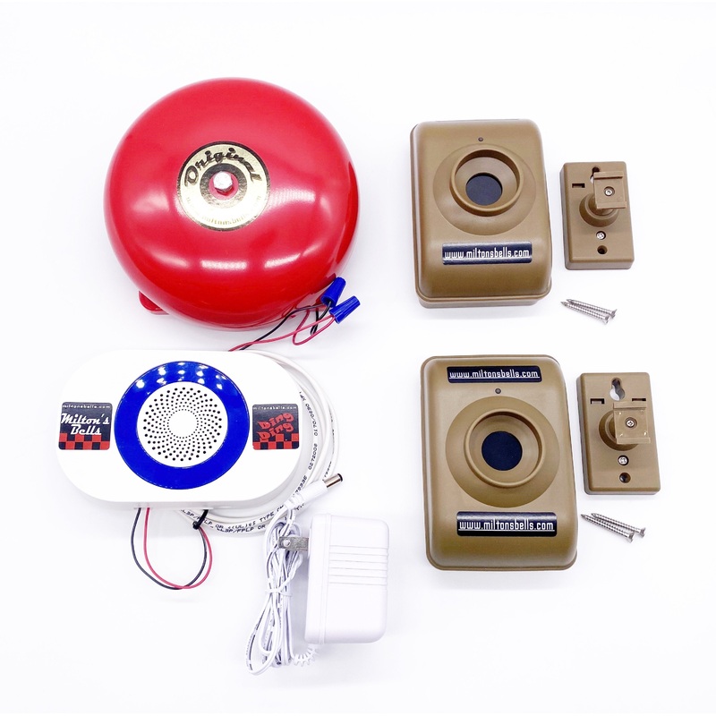 Driveway Motion Sensor Alarm Kit  Dual Wireless Detectors with Customizable Chimes and Original Bell