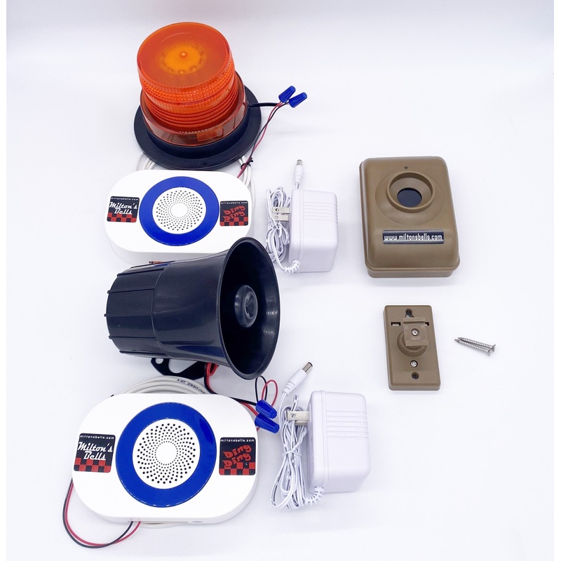 Driveway Motion Sensor Alarm Kit  Wireless Detection with Dual Chimes, Flashing Strobe Light, and Loud Siren for Vehicle and Pedestrian Monitoring