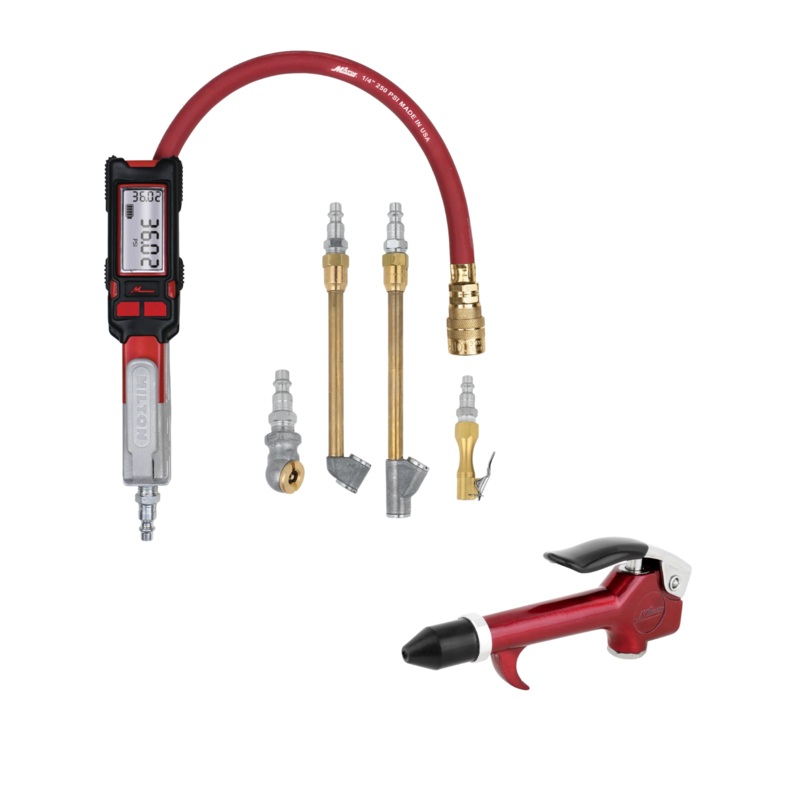 Precision Tire Maintenance Bundle: Precision Digital Tire Inflator Kit (s-580eKIT) and COLORFIT 1/4 NPT Lever Blow Gun