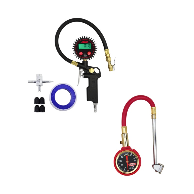 Tire Care & Pressure Maintenance Bundle: Digital Tire Inflator Car Accessories Kit and ACCU-GAGE by Milton Dial Tire Pressure Gauge