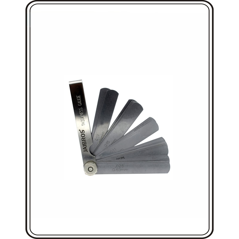 Feeler gauge inch size set 26 blades 0.0015 to 0.025 inch carbon steel color pack of 1