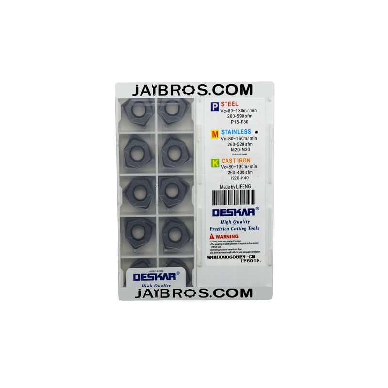 Deskar WNMU080608 EN GM LF6018 Carbide Insert For Steel And SS Pack Of 10