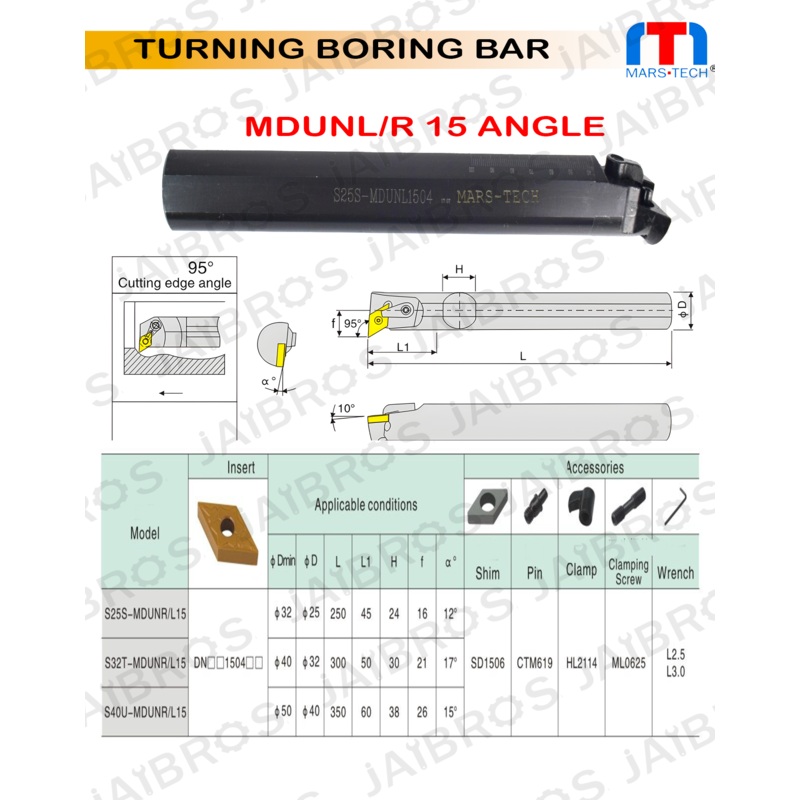 MDUNL/R DNMG1506 Boring Bar dia 25/32 pack of 1