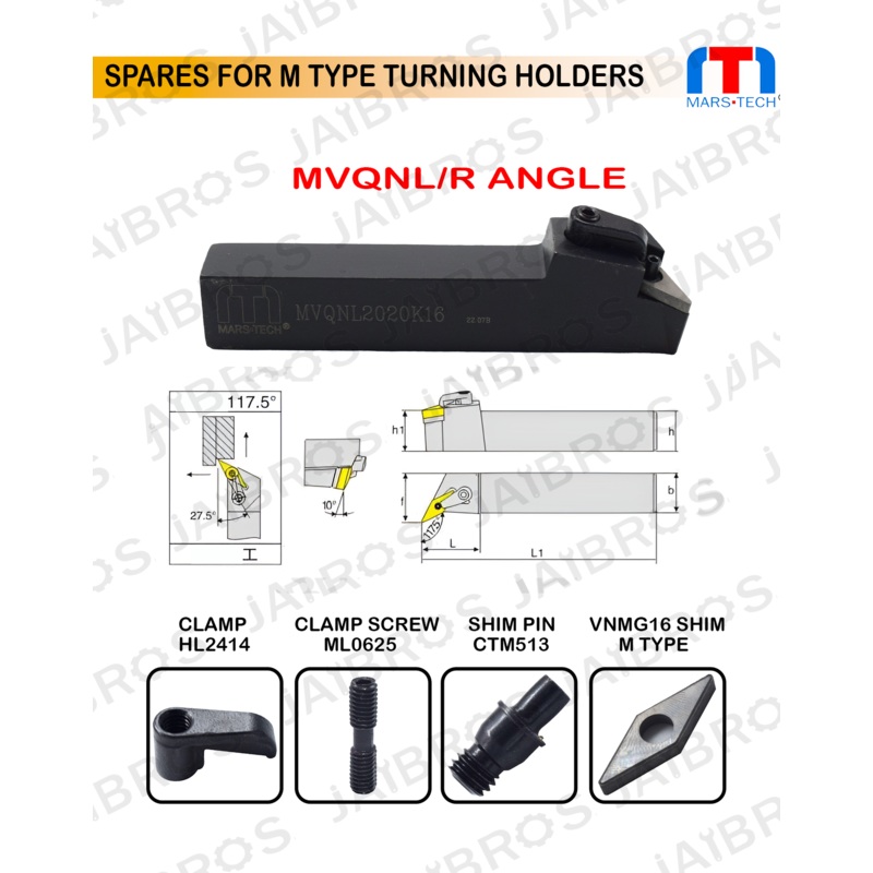 MVQNL/R -VNMG1604 Turning Holder vnmg MVQNL/R pack of 1