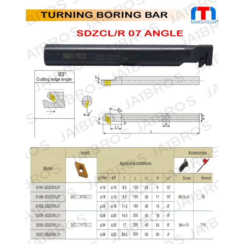SDZCL/R Boring bar suitable to Dcmt0702/Dcmt11t3 pack of 1
