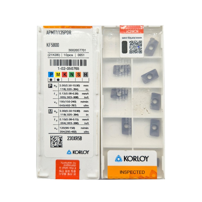 Carbide Insert APMT1135 kf5800 Korloy Brand pack of 10