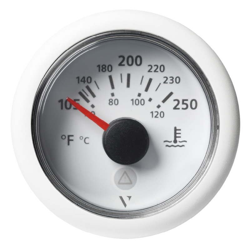 Veratron 52 MM (2-1/16) ViewLine Temperature Gauge 105F to 250F – White Dial/Bezel [A2C59514241]