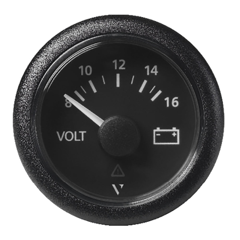 Veratron 52 MM (2-1/16) ViewLine Voltmeter – 8 to16V – Black Dial  Bezel [A2C59512545]