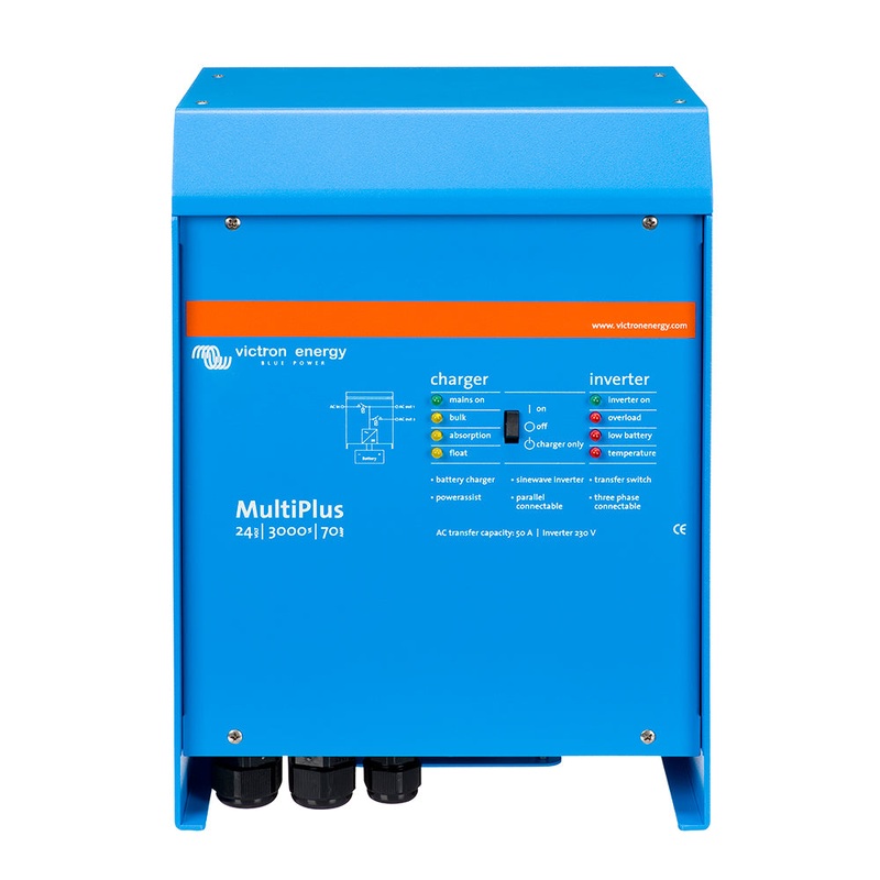 Victron MultiPlus Inverter/Charger 24VDC – 3000VA -120VAC w/ 70-AMP Battery Charger – 50AMP Transfer Switch [PMP243021102]