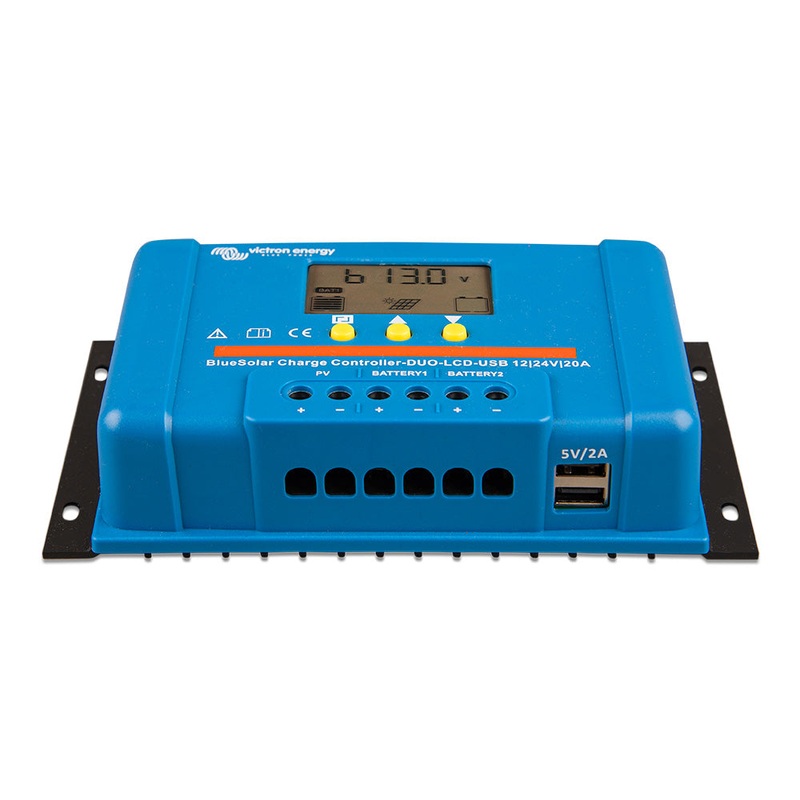 Victron BlueSolar PWM Charge Controller (DUO) LCD  USB Charge Control – 12/24VDC – 20A [SCC010020060]