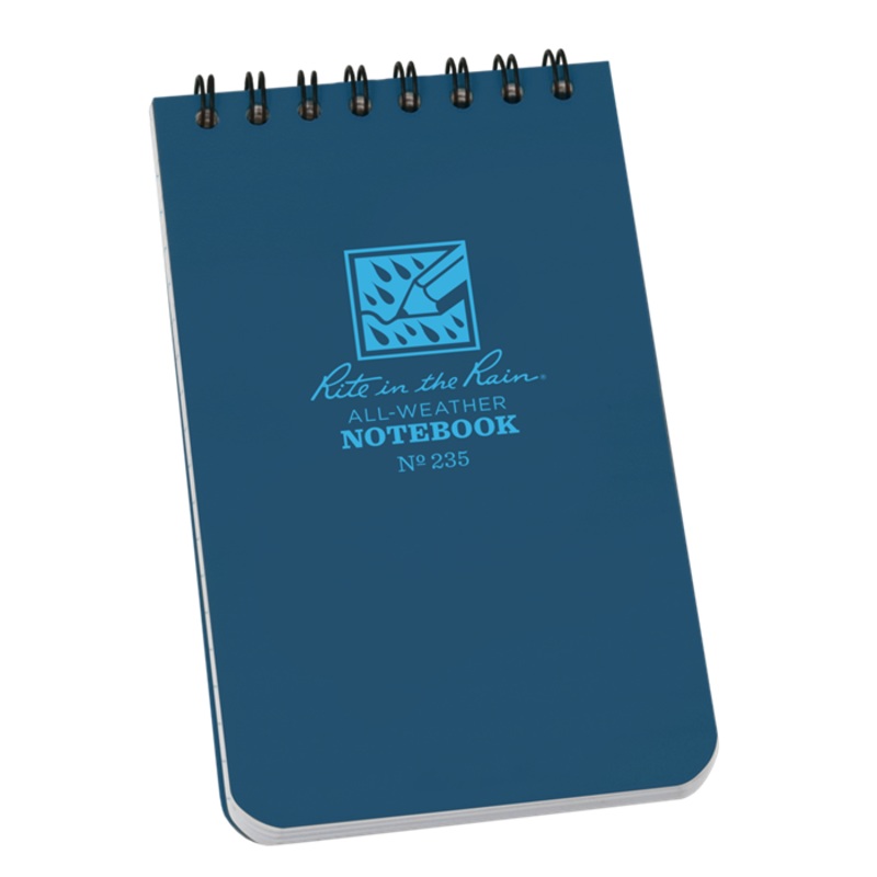 Rite-in-the-Rain – 3X 5 Shirt Pocket, Top-Spiral, Notebooks, Blue, #235, Pkg of 12