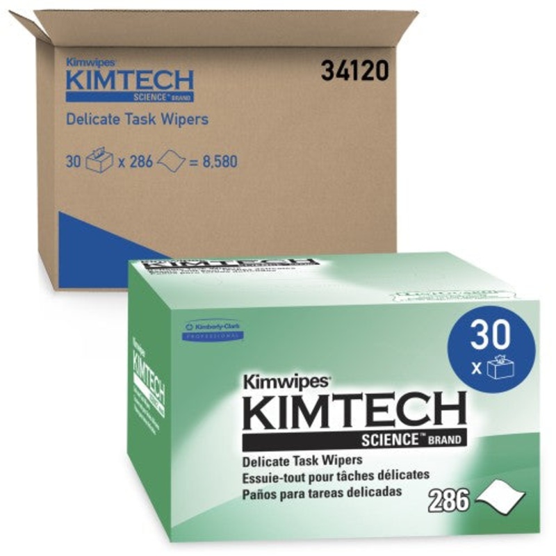 Kimwipes Delicate Task Wipers, 8.4 x 4.4 in. (21.33 x 11.17 cm), Case of 30 Boxes