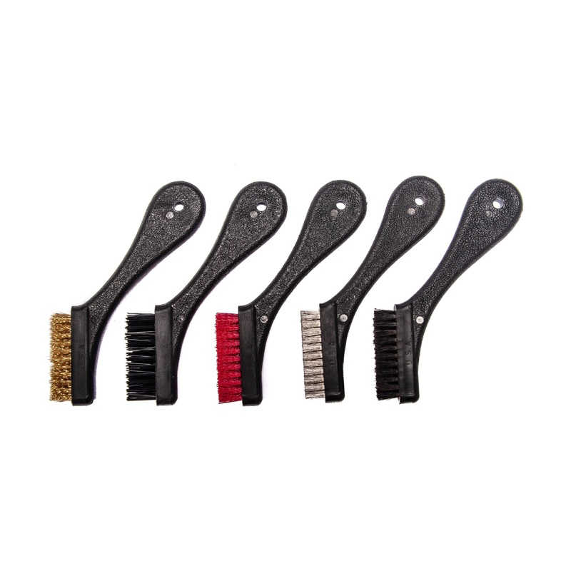Wheel Woolies 5-pc Detail Brush Kit, Horse Hair, 2 Nylon, Stainless Steel, Brass