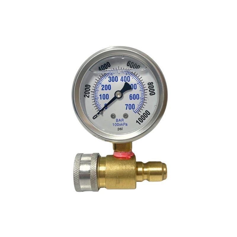 MTM 10,000 PSI Bottom Mount Pressure Gauge with fitting installed